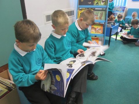 Children enjoying our new library