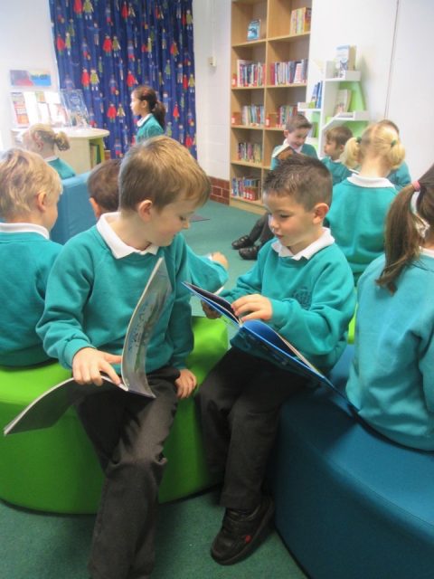 Children enjoying our new library