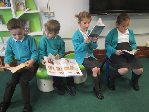 Children enjoying our new library