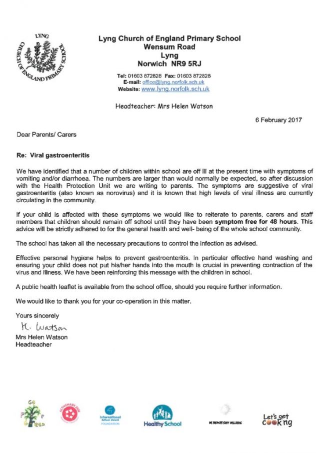 thumbnail of Gastroenteritis Advice Letter