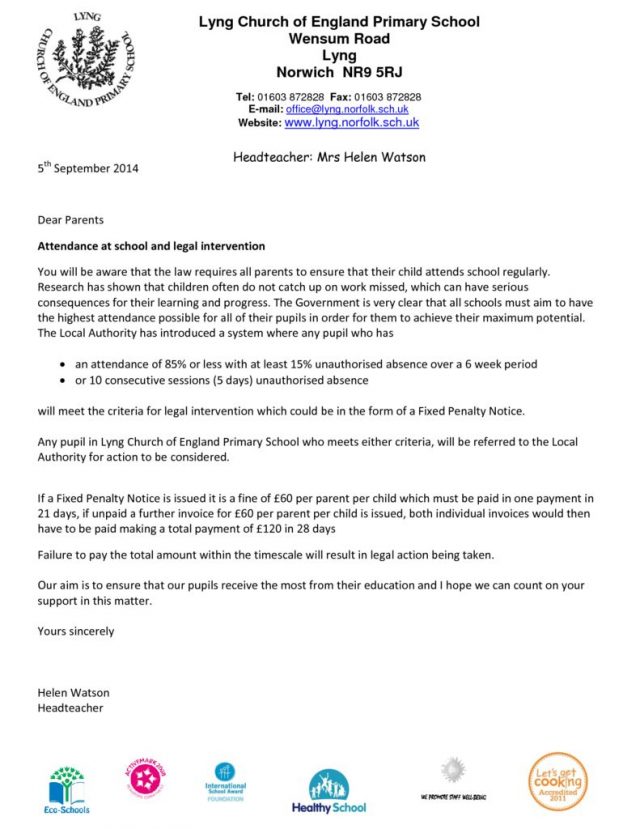 thumbnail of Term Time Absence Letter